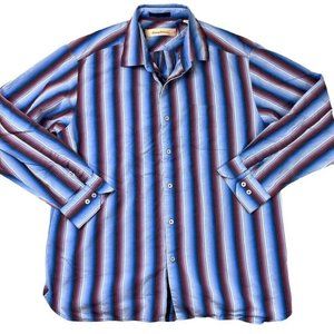 Tommy Bahama Mens Button‎ Down Shirt Size XL Multicolor Striped Long Sleeve